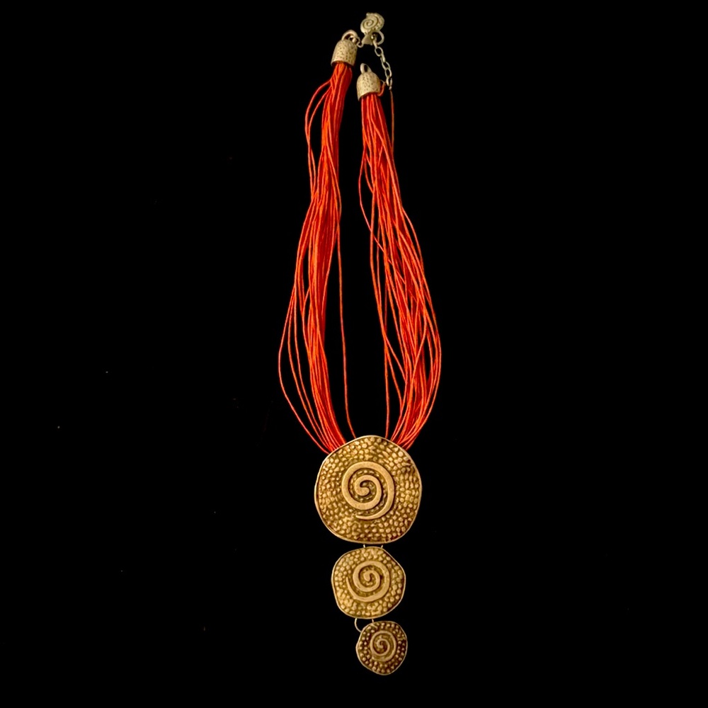 Kostibas Hellas Cord and Hammered Metal Necklace